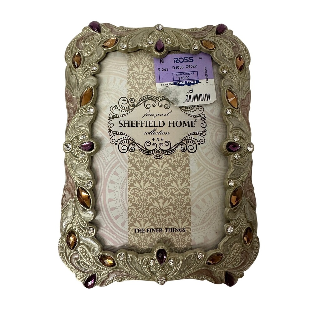 Sheffield Home 4X6 Picture Frame Photo Fine Jewel Collection Silver Metal Purple